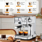 20 Bar Espresso Machine with Milk Frother, Single & Double Shot, ESE Pod Compatible, Removable Water Tank for Cappuccino, Latte, & Machiato for Home Barista