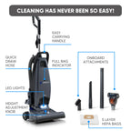 Prolux Phantom Bagged Upright Sealed HEPA Pet Vacuum for Home