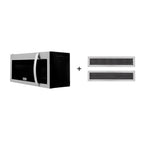ZLINE 30" 1.5 cu. ft. Over the Range Microwave in Black Stainless Steel with Modern Handle and Set of 2 Charcoal Filters (MMWO-OTRCF-30-BS)