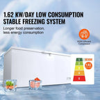 Choco Moon Large Capacity 14.5 Cu.ft Chest Freezer, 345L Storage, 4 Slide-Out Baskets, Lockable Lid, 8 Temp Control Levels, Energy-Efficient LED Lights, 6 Swivel Casters for Easy Mobility