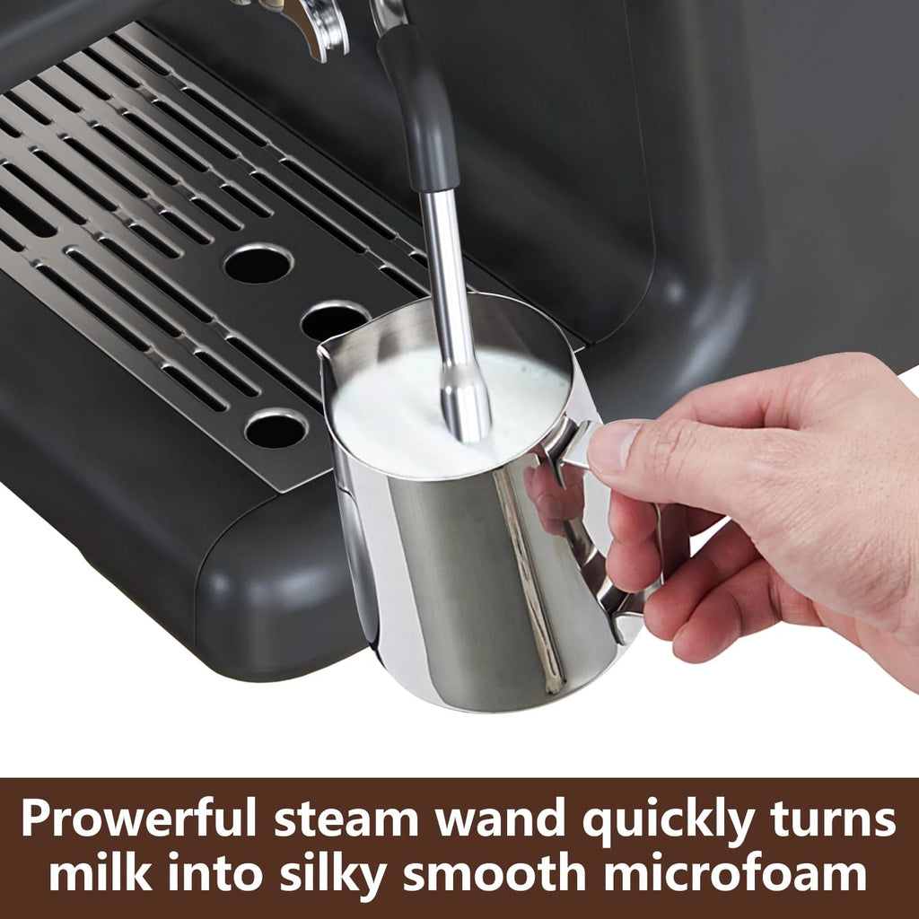 Espresso Coffee Machine with Grinder, 20 Bar Semi-Automatic Espresso Maker with Milk Frother Steamer Wand for Cappuccino, Latte, Macchiato, 2.8 L Water Tank, PID Temperature Control