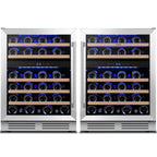 Yeego 30" Wine and Beverage Refrigerator,Two 15" Wine and Beverage Cooler Under Counter or Freestanding, Hold 33 Bottles and 80 Cans(Two Pack)