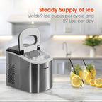 Magic Chef 27 lb Capacity Portable Countertop Ice Maker, Stainless Steel (Bullet Ice)