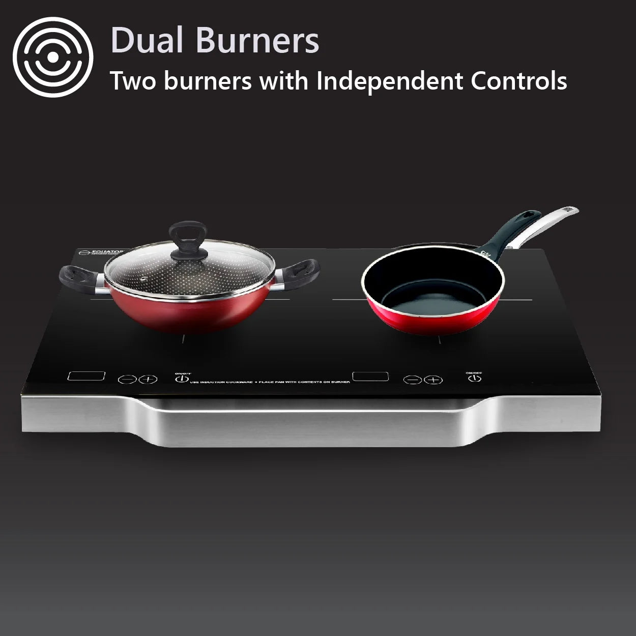 Equator 21" Portable 2-Burner Induction Cooktop LIGHT with ALUMINUM HANDLE 110V