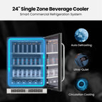 Whynter 24'' Beverage Refrigerator Cooler, 140 Cans Beverage Fridge, Built in or Freestanding Beverage Center with Stainless Steel Door
