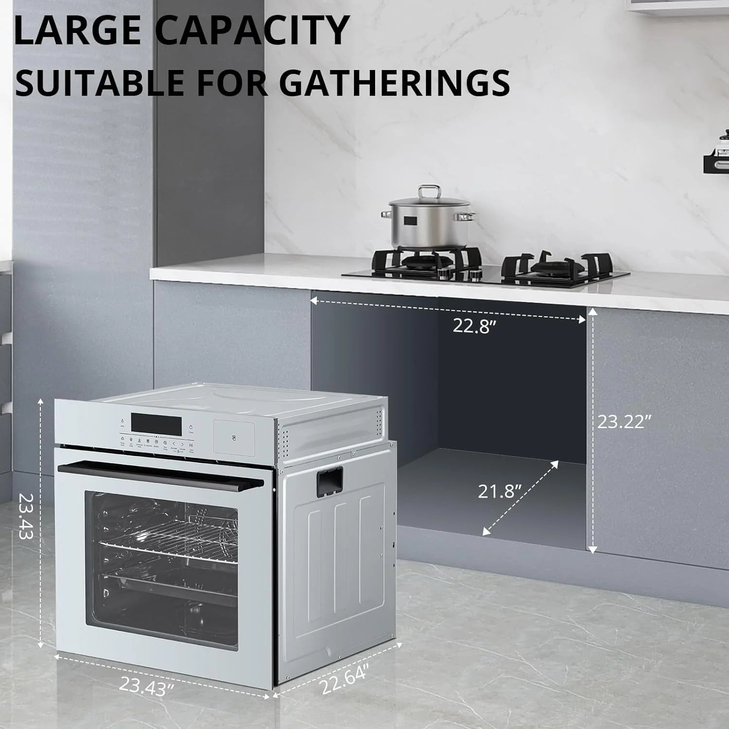 2025 New 24" Single Wall Ovens with 70L Capacity and 3000W 240V,Electric Wall Oven with 8 Cooking Functions & 108 Automatic Recipes,Touch Control,Safety Lock,Timer,2.5 CF Convection Built-in Oven