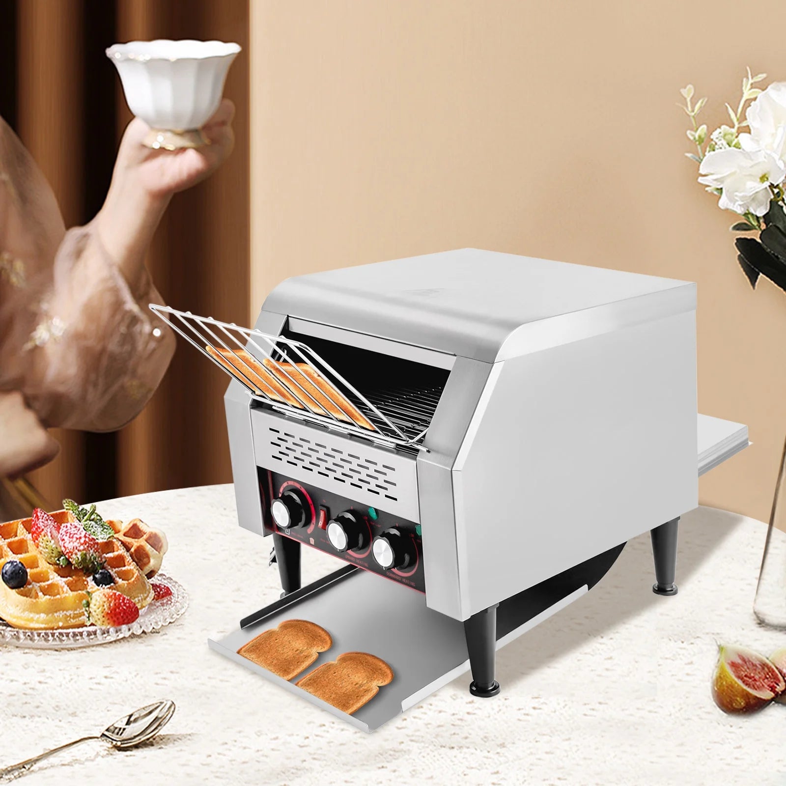 ChicHomey Electric Commercial Conveyor Toaster 300PCS H Tray Toasting Machine Restaurant