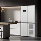 Tookss 21 Cu.Ft French Door Refrigerator, Counter Depth Stainless Steel Refrigerators, Multifunctional Fridges with Freezer, Refresh, and Wine Cooler for Kitchen, Bedroom, Office, Dorm