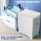 Veeboto Portable Washing Machine, 30LBS Twin Tub Mini Compact Laundry 19lbs Washer/11lbs Spinner with Drain Pump & Time Control Washer Spinner Combo, White