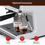 Espresso Coffee Machine with Grinder, 20 Bar Semi-Automatic Espresso Maker with Milk Frother Steamer Wand for Cappuccino, Latte, Macchiato, 2.8 L Water Tank, PID Temperature Control