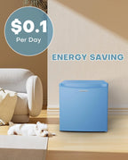 Upstreman 1.7 Cu.ft Mini Fridge with Freezer, Dorm Essentials, Adjustable Thermostat, Energy Saving, Low Noise, Single Door Compact Refrigerator for Dorm, Office, Bedroom, Blue-FR17