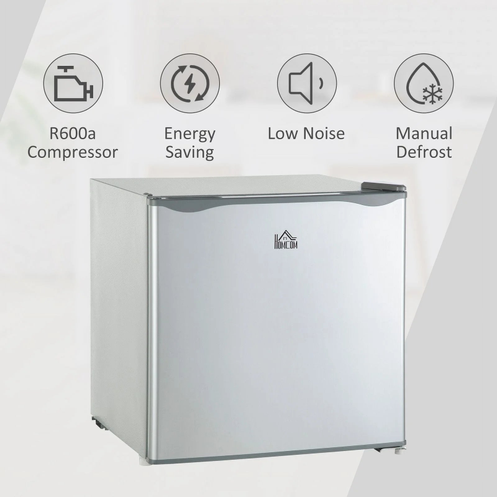 HOMCOM Mini Freezer Countertop, 1.1 Cu.Ft Compact Upright Freezer with Removable Shelves, Reversible Door for Home, Dorm, Apartment and Office, gray  05