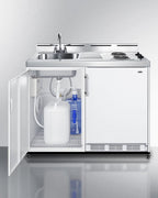 48" Wide Mobile All-In-One Kitchenette, No Plumbing Needed, white, Coil Burners