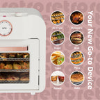 Aria 16QT Retro Compact Multifunctional Air Fryer Toaster Oven with Accessories  - Pearl