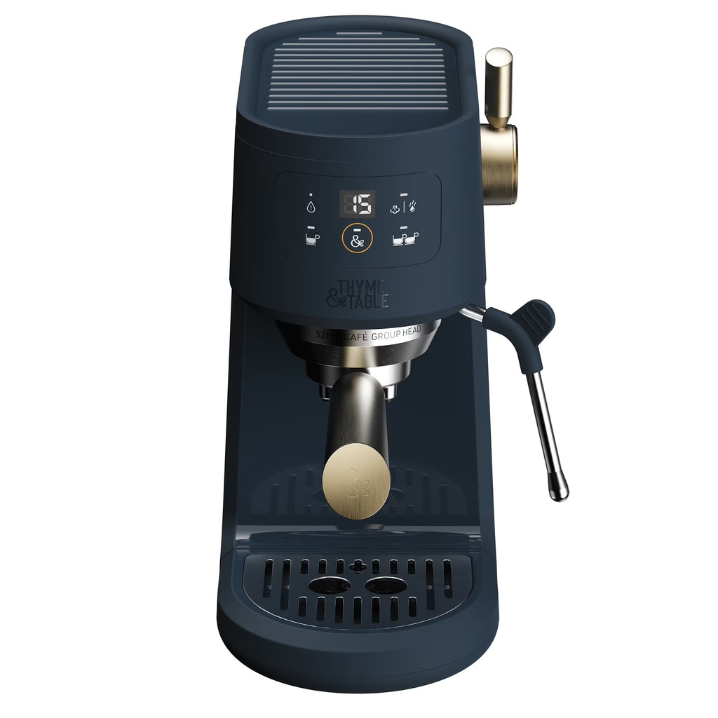Thyme & Table Barista Mini Espresso Machine with 15-Bar Pressure and Steam Wand, Sand White