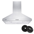 CIARRA Black Range Hood 30 inch Wall Mount Vent Hood Ductless Ducted Convertible CAB206P75