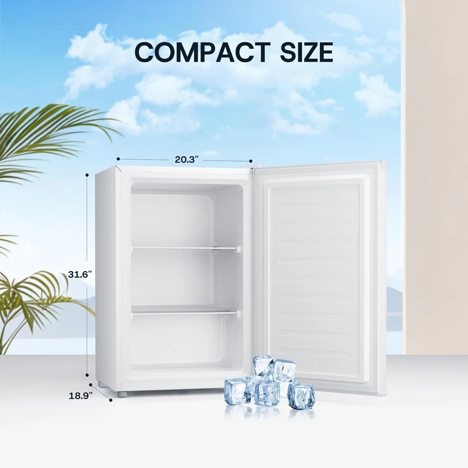 Upstreman 3.0 Cu.ft Compact Upright Freezer, Freestanding Mini Freezer Stainless Steel Single Door Stand Up Freezer with Reversible Door, UP30 White