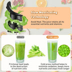 YPONE Cold Press Juicer, Masticating Juicer with 5.4" Wide Feed Chute, 350w Slow Juicer Machines Fit Whole Vegetables and Fruits,Juice Extractor Machine with High Juice Yield, Easy to Clean(Black)