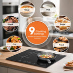 VoltCuisine Double/Dual Induction Cooktop 2 Burner, Shatter-proof Flat Glass Top, 9 Heat Settings, LED Touch Display with Child Safety Lock & Overheat Protection