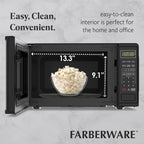 Farberware Countertop Microwave Ov 1100 Watts, 2.2 cu ft - Smart Sensor With LED Lighting and Child Lock - Perfect for Apartments and Dorms - Easy Clean Black Interior, Stainless Steel