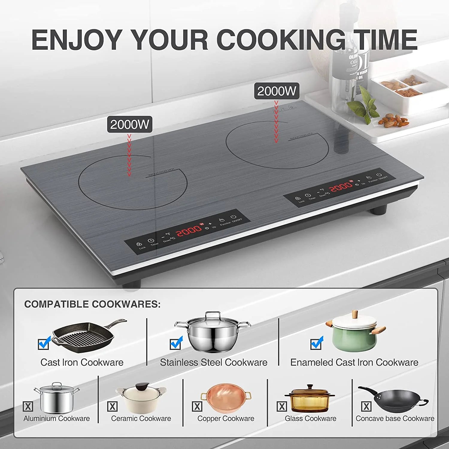 VBGK 12�?Electric Cooktop in Black with 2 Burners