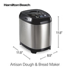 Hamilton Beach 2 lb Bread Maker Machine, Artisan Dough Bread Maker with 14 Settings, Black & Stainless Steel