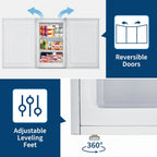 M optimized Upright Freezer, 3.0 Cu.Ft. Compact Mini Freezer with Reversible Single Door, 7 Adjustable Thermostat & 3 Removable Shelves, for Apartment, Dorm, Home, Office