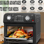 12.5QT 7-in-1 Convection Toaster Oven 1500W, Stainless Steel (Black) �C 5 Presets for Baking, Roasting, Grilling & More