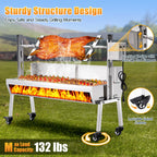 LUXOAK Electric BBQ Rotisserie Grill Kit, 46" 132 Lbs Capacity, 45W Motor, Height-Adjustable Stainless Steel Pig Roaster with Triangular Stability Support Stand for Pig Lamb