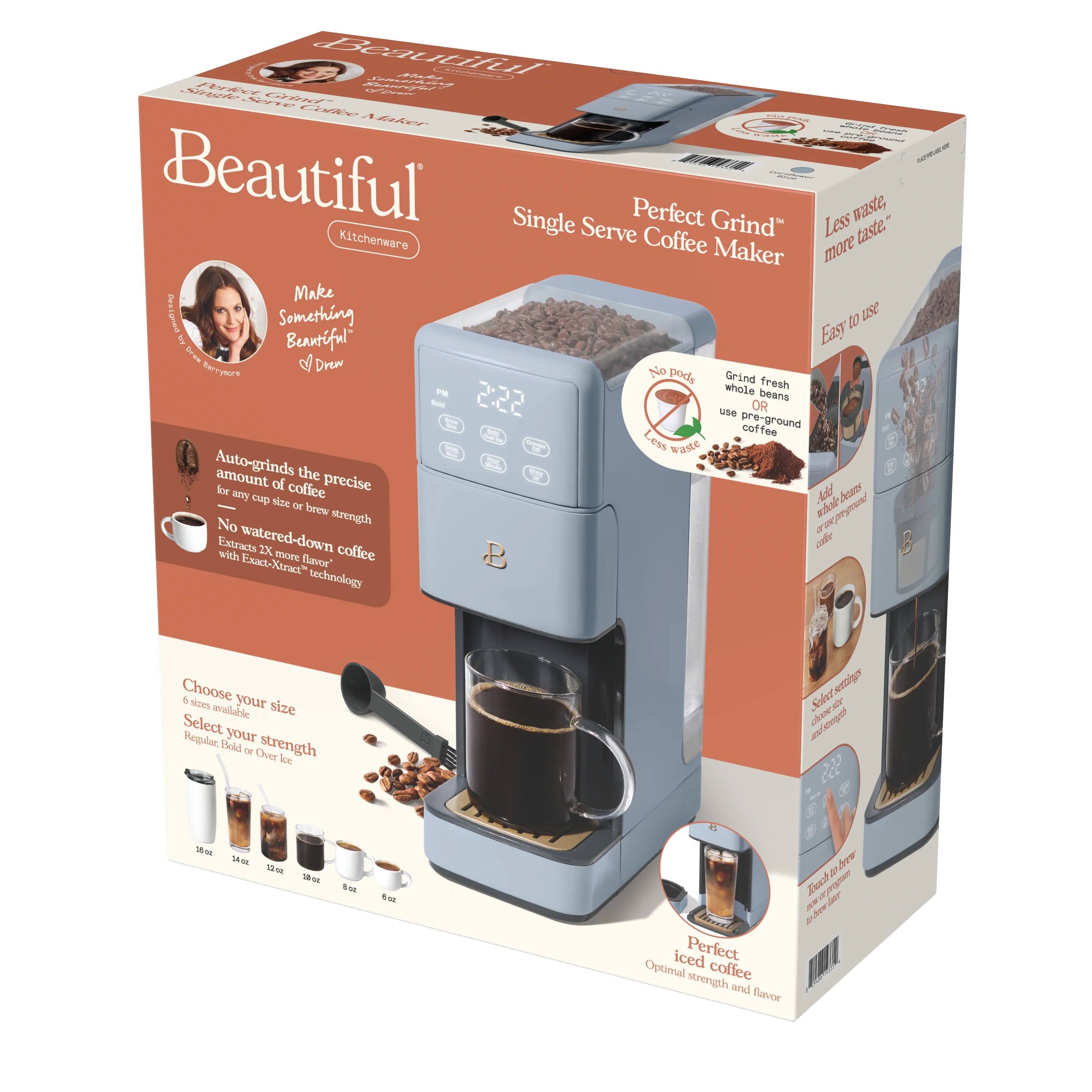 Beautiful Perfect Grind�?Programmable Single Serve Coffee Maker, White Icing by Drew Barrymore