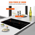 BENTISM 12 inch Electric Cooktop 2 Burners 1800W Stove Top Touch Control