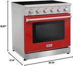 KOSTCH 36 inch Electric Range, 5-Burner Cooktop with 6.0 cu ft Convection Oven, Glass Top, in Stainless Steel