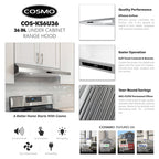 36 in. Under Cabinet Range Hood with Digital Touch Controls in Stainless Steel