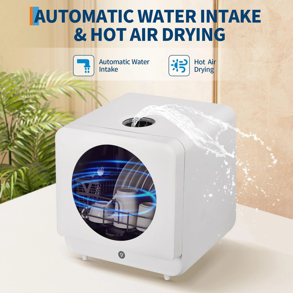 Portable Countertop Dishwashers,Compact Dishwashers with 2-Way Water Supply,Baby Care,Powerful Hot Air Dry Technology,High Capacity Design Dish Washer for Dorm,RV& Apartment