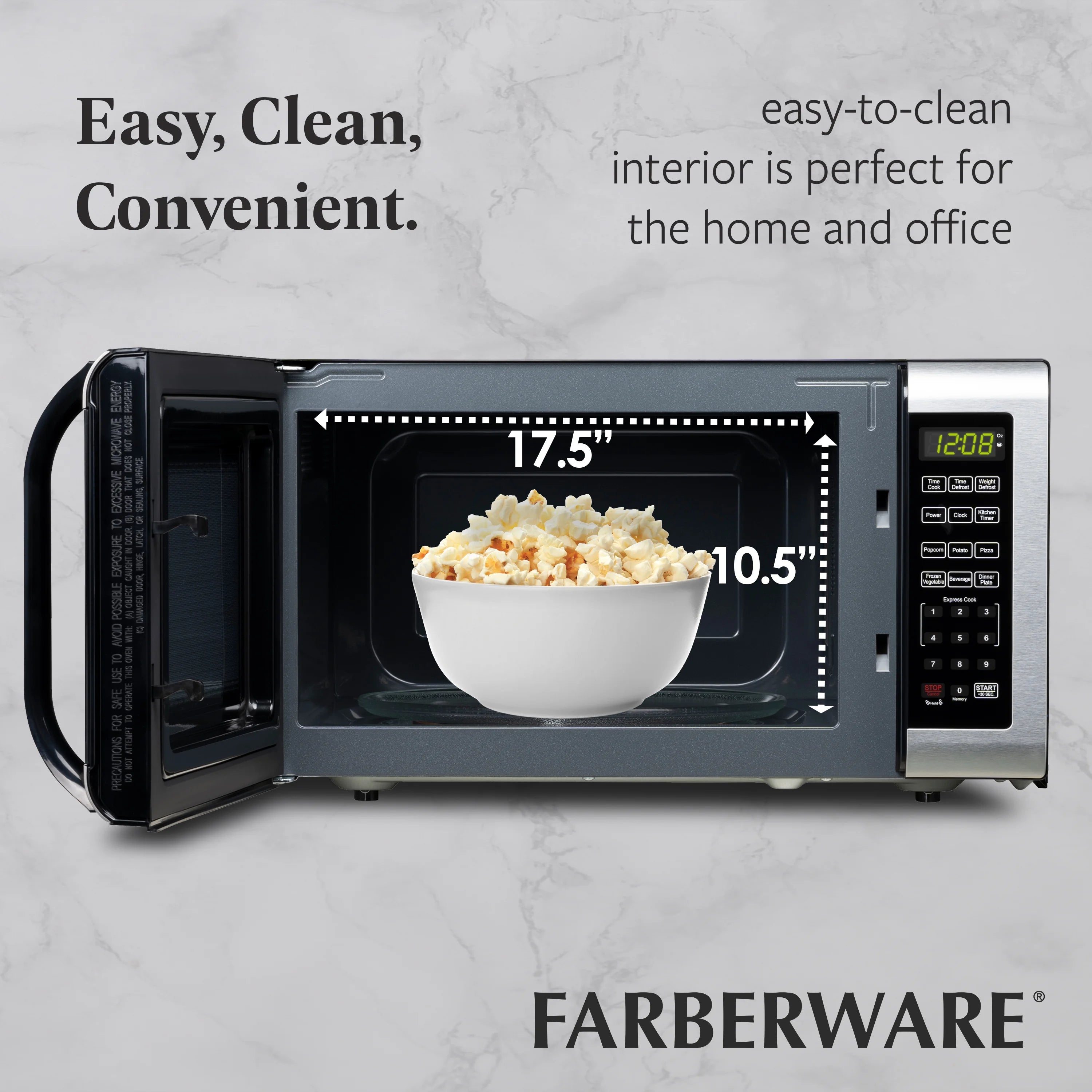Farberware Countertop Microwave Ov 1100 Watts, 2.2 cu ft - Smart Sensor With LED Lighting and Child Lock - Perfect for Apartments and Dorms - Easy Clean Black Interior, Stainless Steel