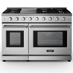 Spaco 48 Inches Freestanding Natural Gas Range with 7 Burners Cooktop, Gas Cooktop for Kitchen, Stainless Steel