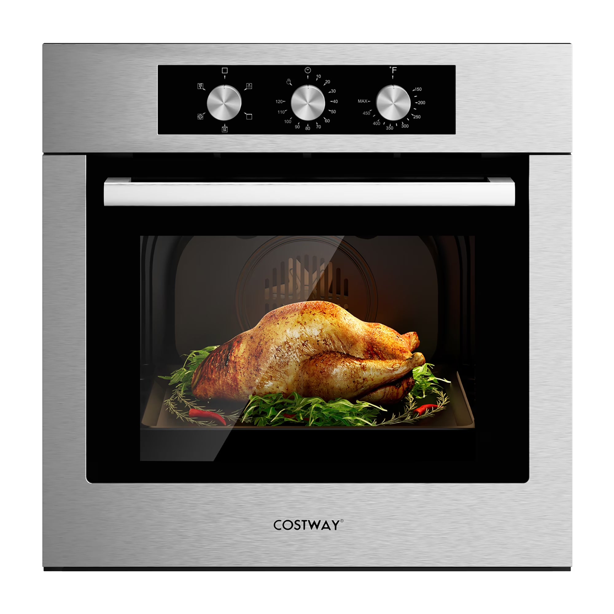 Costway 24'' Single Wall Oven 2.47Cu.ft Built-in Electric Oven 2300W w/ 5 Cooking Modes