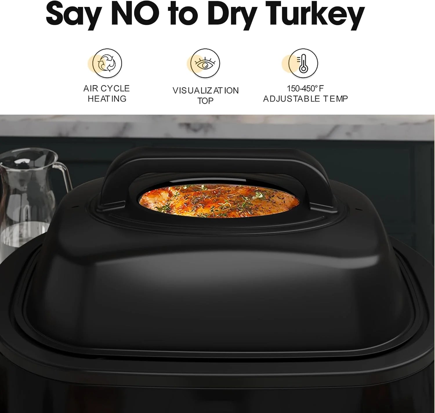 20 Quart Electric Roaster Oven, Turkey Roaster Electric, Roaster Oven Buffet, Selfbasting Lid, Removable Pan, Full-Range Temperature Control Cool-Touch Handles, Turkey Roaster, Black