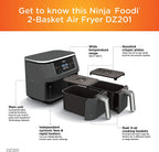 Restored Ninja DZ201 Foodi 6-in-1 2-Basket Air Fryer with DualZone Technology, 8-Quart Capacity, and a Dark Grey Stainless Finish (Refurbished)