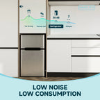 Simzlife 3.2 Cu ft Two Door Mini Refrigerator with Freezer, Compact Small Fridge Adjustable Removable Shelves, Sliver