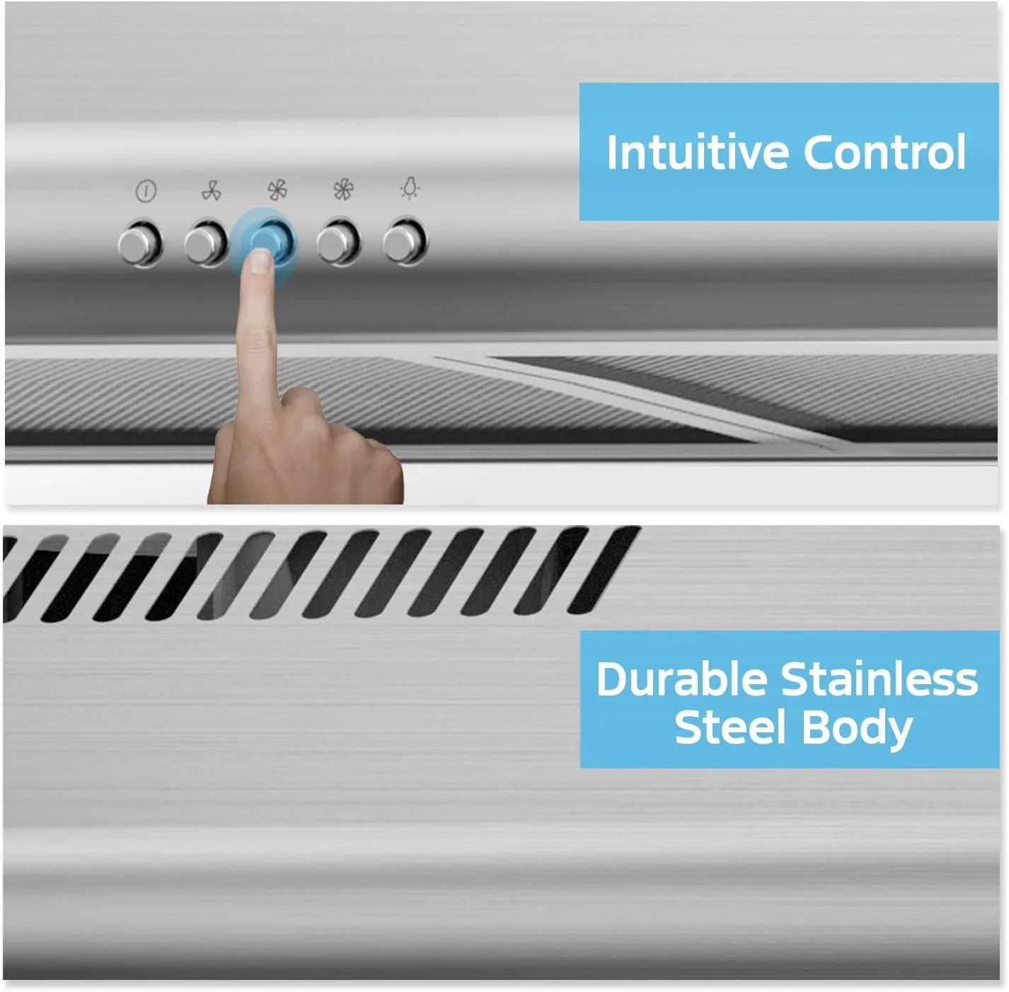 Midea  30 inch Under Cabinet Ducted/Ductless Convertible Range Hood, Stainless Steel, MVU30W6AST