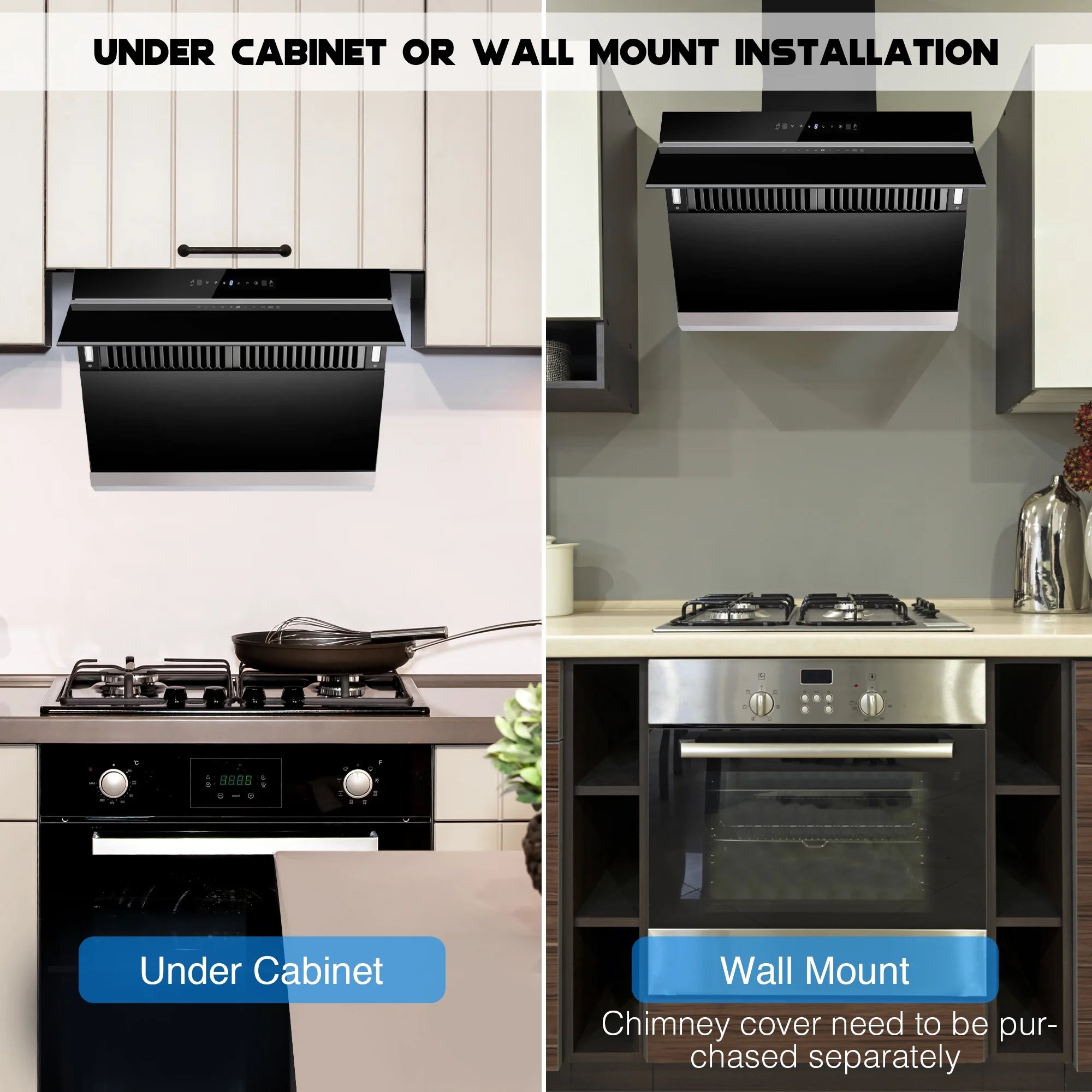 Joeaonz 30-Inch Wall Mount Range Hood, Stainless Steel, 3-Speed Exhaust with Baffle Filter