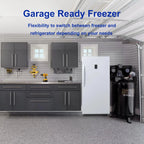 SMAD Convertible Single Door 13.8 Cu ft Upright Freezer Refrigerator with Rolling Wheels, White