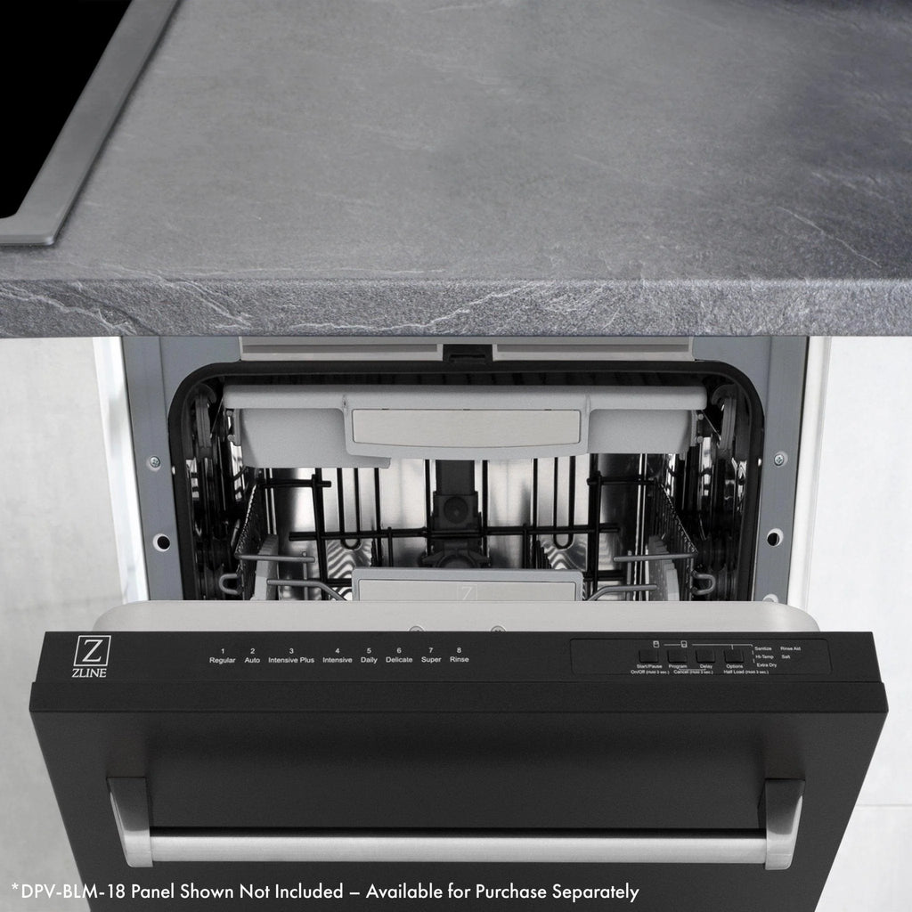 ZLINE 18" Tallac Series 3rd Rack Top Control Built-In Dishwasher in Unfinished Wood and Traditonal Handle, 51dBa