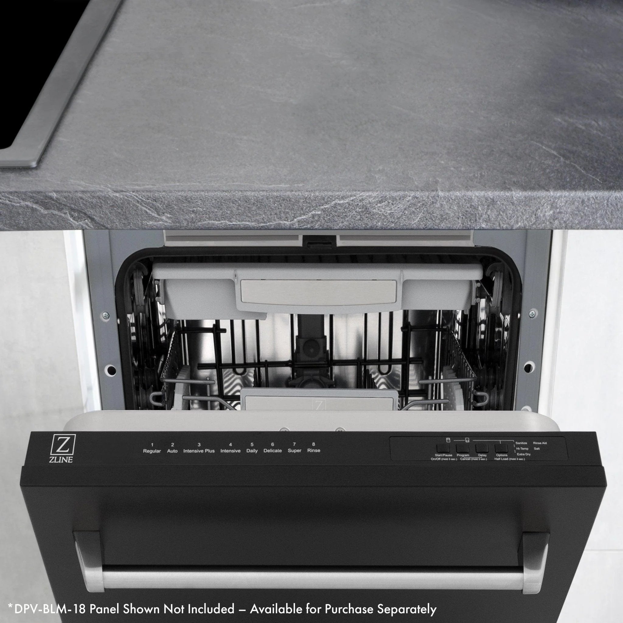 ZLINE 18" Tallac Series 3rd Rack Top Control Built-In Dishwasher in Unfinished Wood and Traditonal Handle, 51dBa
