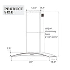 30 in. Ducted Wall Mount Range Hood Kitchen Hood Stainless Steel with Touch Control LED Light
