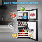 GGTB Retro Compact Two Door Refrigerator, Black, 3.0 Cu ft