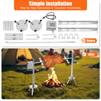 LUXOAK Electric BBQ Rotisserie Grill Kit, 46" 132 Lbs Capacity, 45W Motor, Height-Adjustable Stainless Steel Pig Roaster with Triangular Stability Support Stand for Pig Lamb
