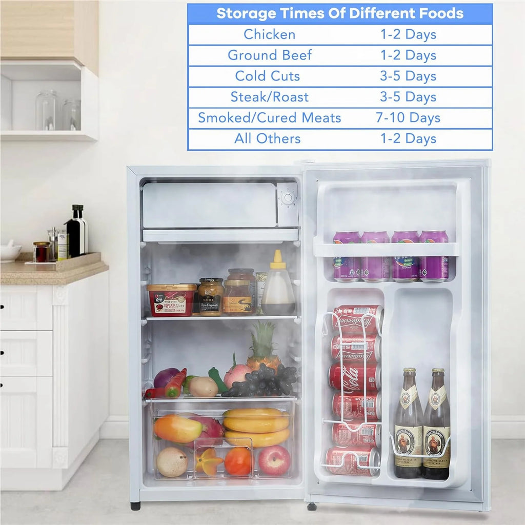 Aoile 3.2 Cu.Ft Compact Refrigerator, Single Door Mini Fridge with Top Freezer, White