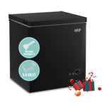 Krib B 3.5 Cu.Ft Chest Freezer with 7 Gears Temperature Adjustment, Deep Compact Freezer with a Removable Basket, Suitable for Kitchen, Garage, Basement, Black